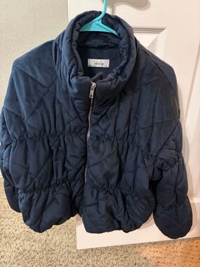 Sadie & Sage Black Quilted Jacket with Funnel Collar